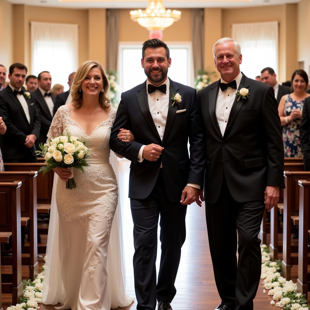 Groom Walking with Parents