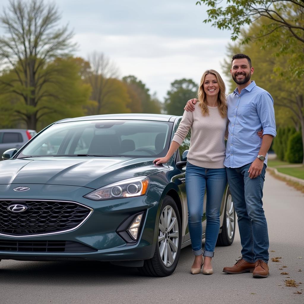 Happy Couple with their Repossessed Car