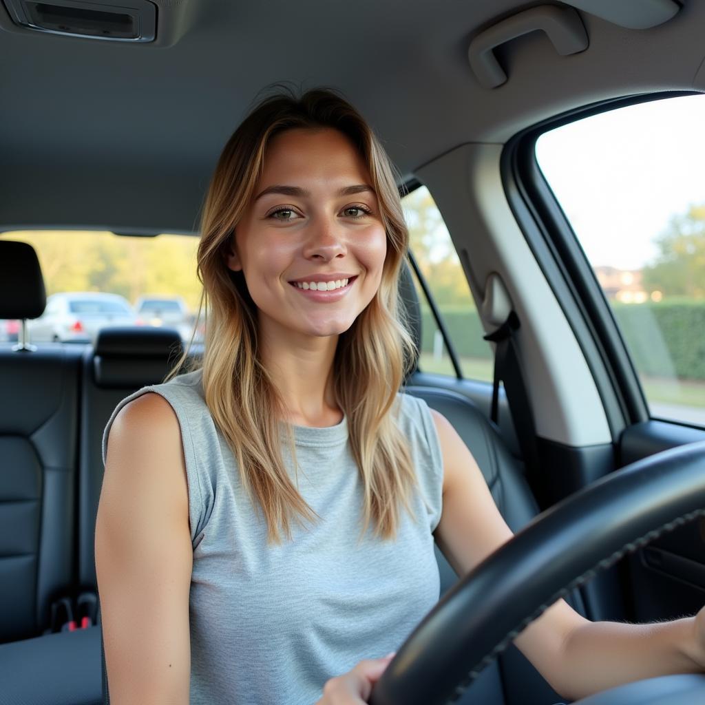 Happy Driver in Their Newly Purchased Used Car