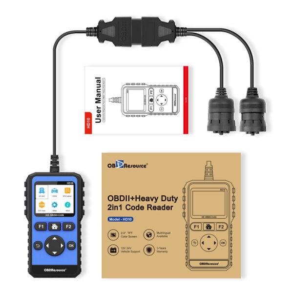 HD10 2 in 1 Heavy Duty Truck Diagnostic Tool OBD2 Scanner for Freightliner - Image 2