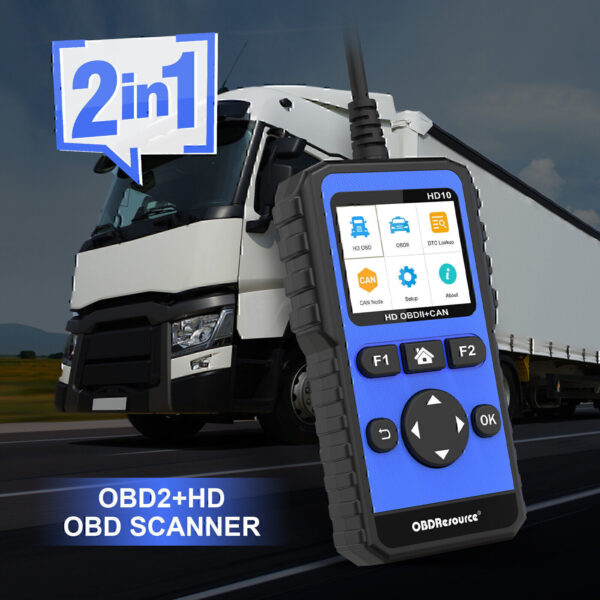 HD10 2 in 1 Heavy Duty Truck Diagnostic Tool OBD2 Scanner for Freightliner - Image 3