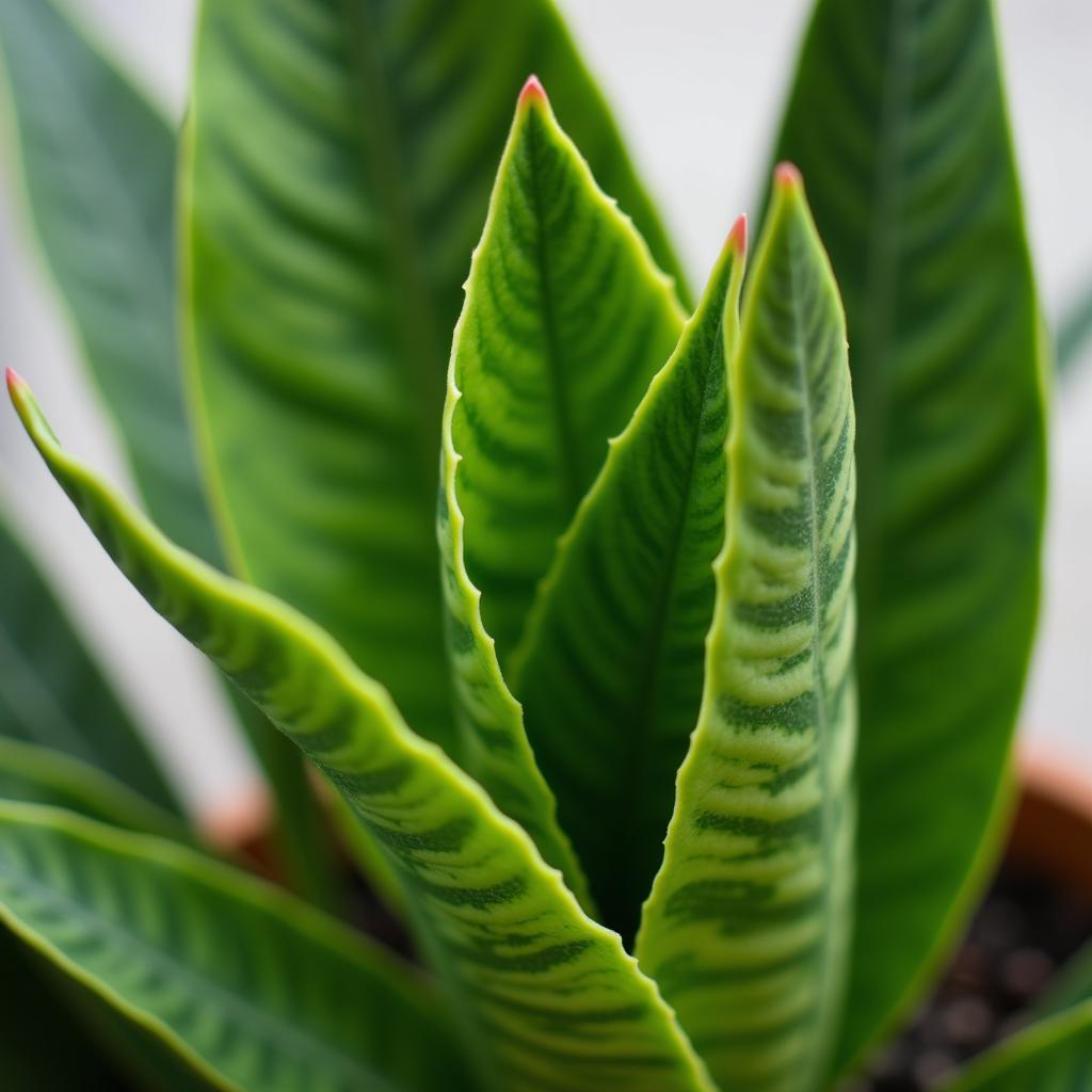 Healthy snake plant leaves