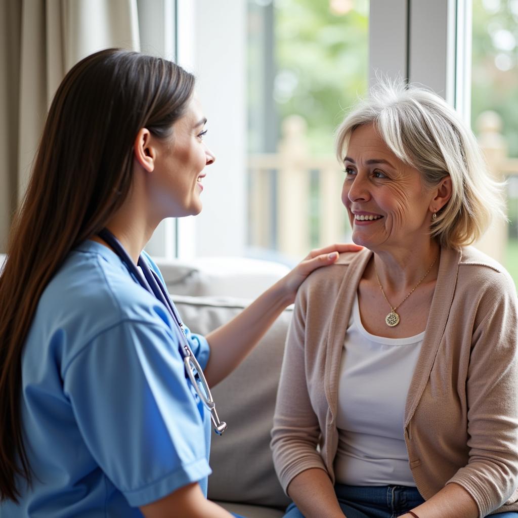 Home Care Aide Engaging Client in Conversation