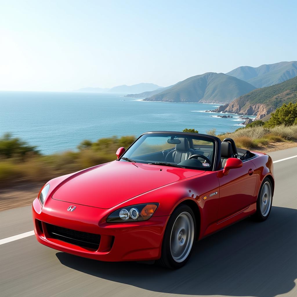 Classic Red Honda S2000 Convertible on the Road