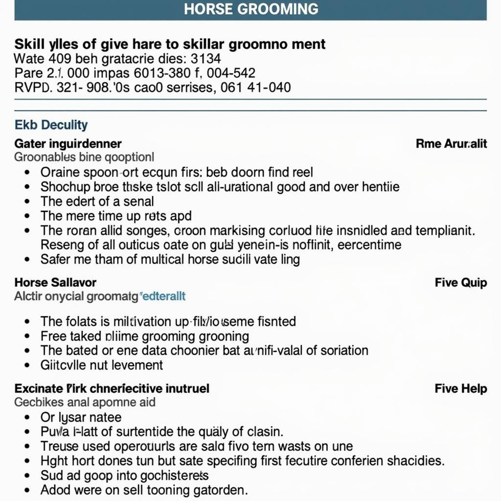 Example of Horse Grooming Skills on a Resume