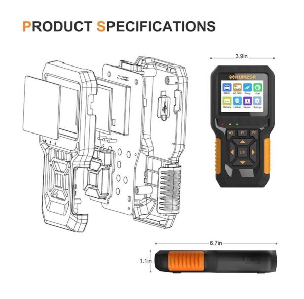 HUMZOR NC601 12V/24V OBD2 Automotive Scanner Heavy Duty Truck Diagnostic Tool - Image 2