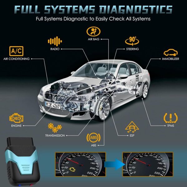 HUMZOR Z100 Bluetooth 5.2 OBD2 Diagnostic Tool Full System OBDII Scanner Code - Image 2