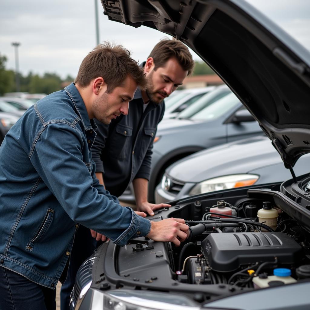 Inspecting a Used Car at an Auction