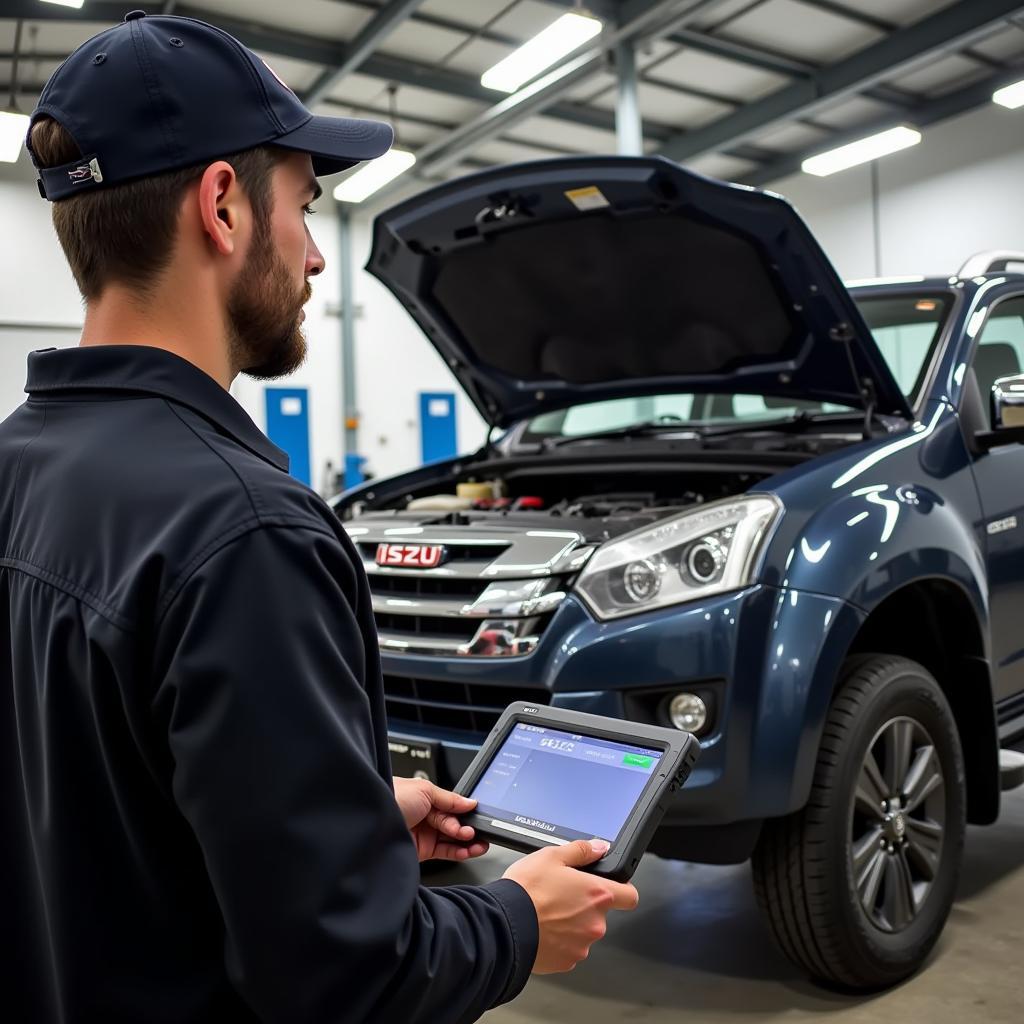 Isuzu Mechanic Using Tech 2 Scan Tool