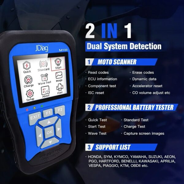 JDiag M100 OBD2 Motorcycle Diagnostic Scanner Fault Motorcycle Code Reader TPS - Image 3