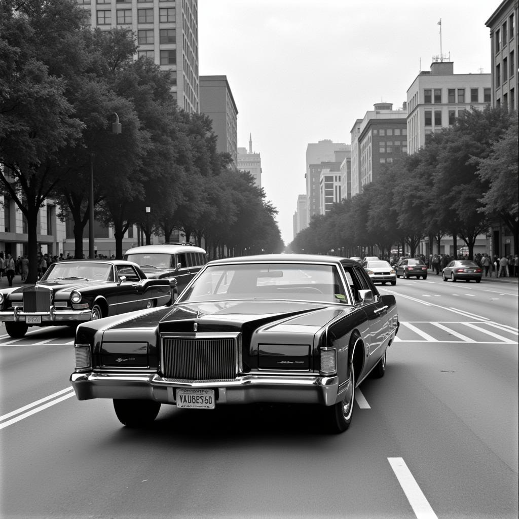 JFK's motorcade in Dallas, November 22, 1963.