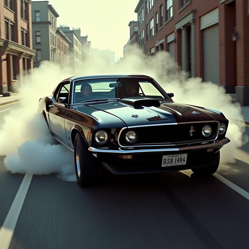 John Wick's 1969 Mustang Mach 1 in a high-speed chase.