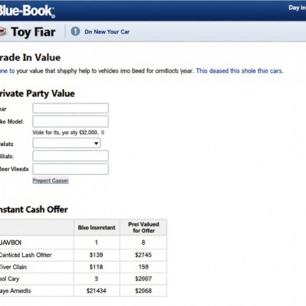 Kelley Blue Book Website Interface