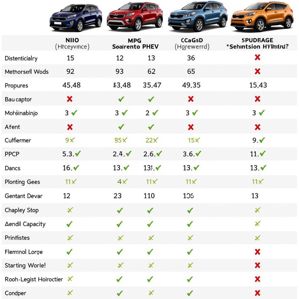 Kia Hybrid Models Comparison Chart