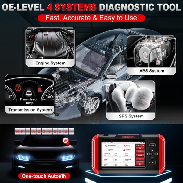 KINGBOLEN S500 PRO OBD2 Scanner Car Diagnostic Tool Engine AT ABS SRS PK CRP123X - Image 2