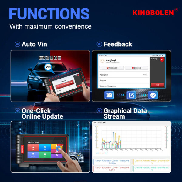 KINGBOLEN S6 Bluetooth Auto Car Diagnostic Tool Full System OBD2 Scanner TPMS - Image 6