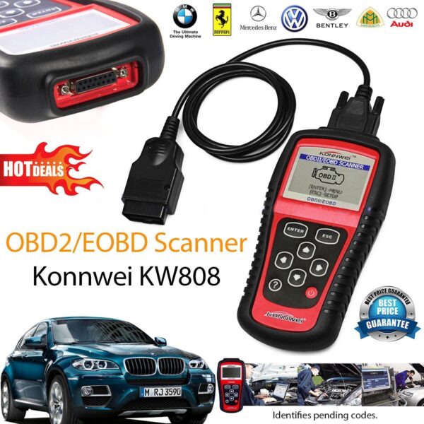 Konnwei KW808 OBD2 OBDII EOBD Scanner Car Fault Code Reader Tester Diagnostic - Image 2