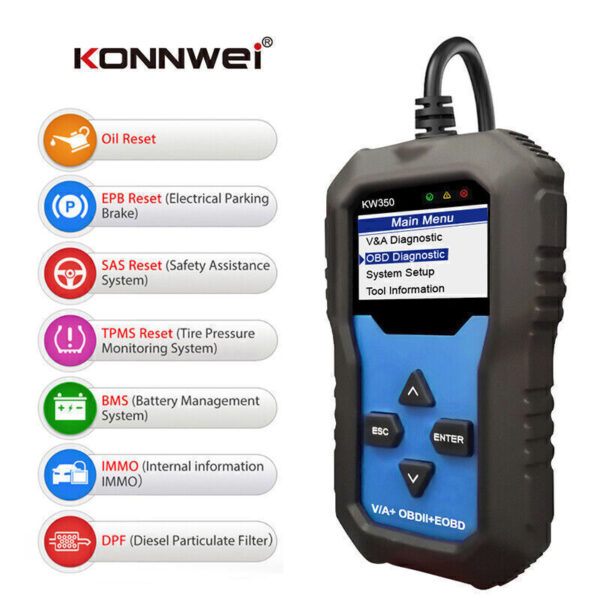 KW350 OBD2 Diagnostic Scanner for Car VAG VW Audi ABS Airbag Reset Oil Service - Image 2