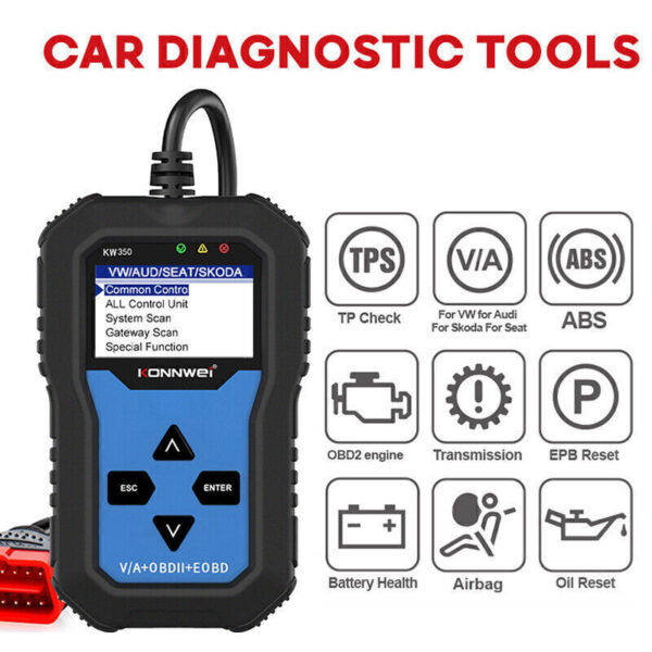 KW350 OBD2 Diagnostic Scanner for Car VAG VW Audi ABS Airbag Reset Oil Service - Image 3