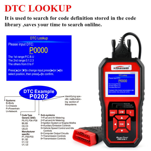 KW590 680 808 820 830 850 CAN OBDII OBD2 EOBD Car Reader Diagnostic Scanner Tool - Image 5