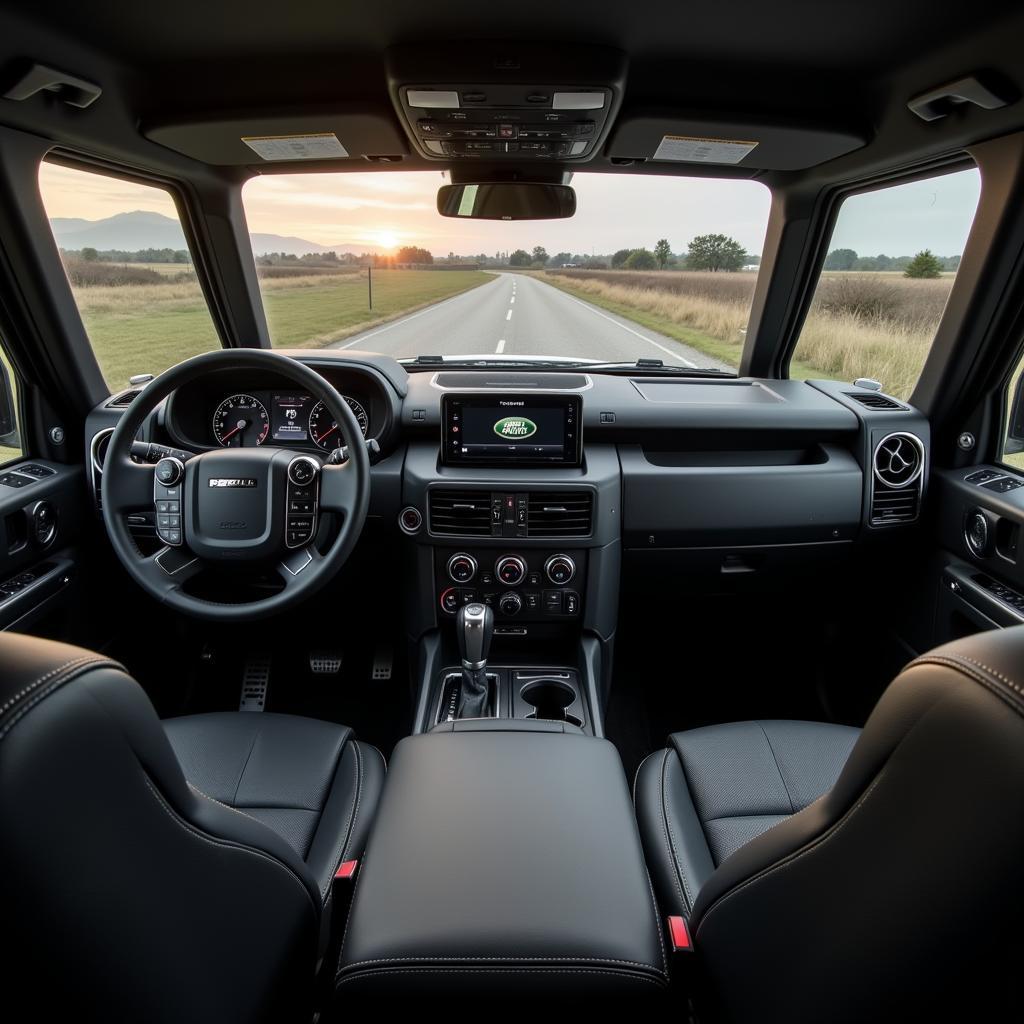 Modern interior of a Land Rover Defender