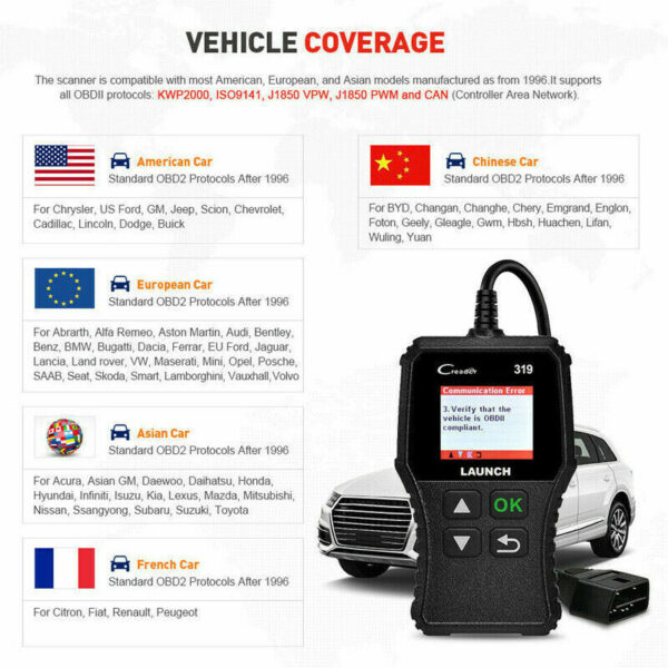 LAUNCH Automotive OBD2 Diagnostic Scanner Car Check Engine Light OBD Code Reader - Image 4