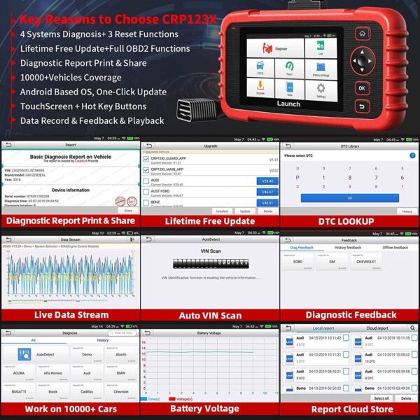 Launch Code Reader CRP123X OBD2 Scanner Vehicle Engine ABS SRS Diagnostic Tool - Image 4