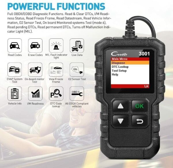 LAUNCH CR3001 OBD2 Scanner Code Reader Car Diagnostic Tool Check Engine Fault - Image 4