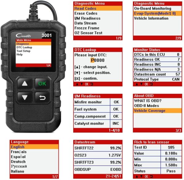 LAUNCH CR3001 OBD2 Scanner Code Reader Car Diagnostic Tool Check Engine Fault - Image 6