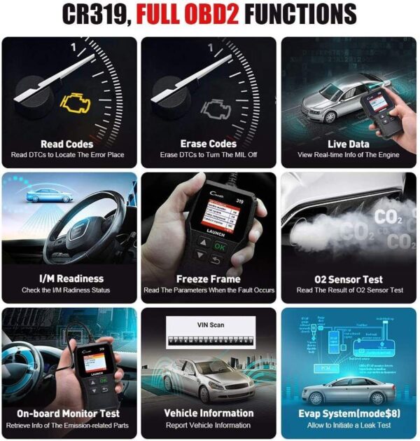 LAUNCH CR319 Car OBD2 OBD Code Reader Scanner Check Engine Fault Diagnostic Tool - Image 2