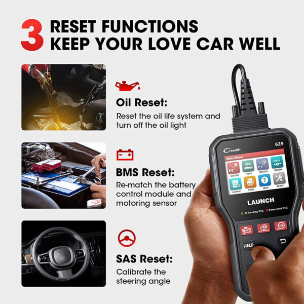 LAUNCH CR629 Car ABS SRS OBD2 Code Reader Scanner Engine Check Oil SAS BMS Reset - Image 3