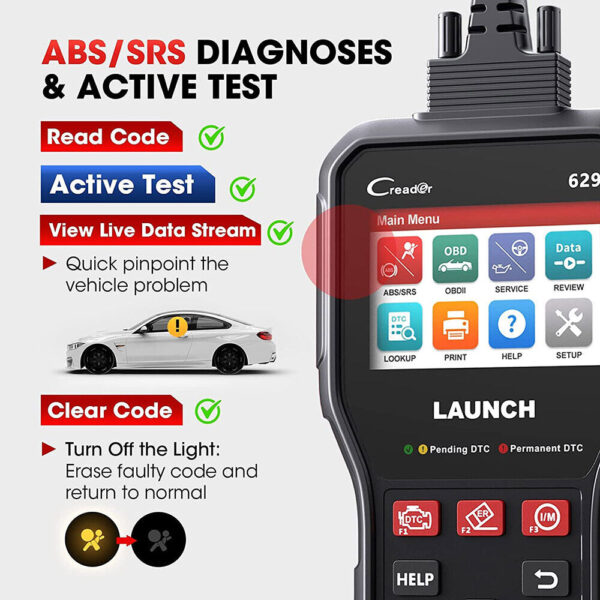 LAUNCH CR629 Car ABS SRS OBD2 Code Reader Scanner Engine Check Oil SAS BMS Reset - Image 4