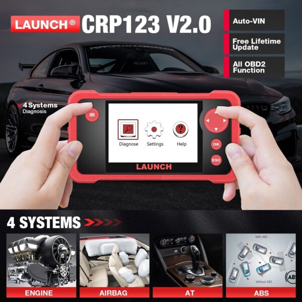 LAUNCH CRP123 V2.0 OBD2 Scanner Engine ABS SRS Code Reader Car Diagnostic Tool - Image 2