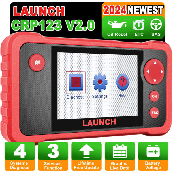 LAUNCH CRP123 V2.0 OBD2 Scanner SAS ABS SRS ENG AT Code Reader Diagnostic Tool - Image 2