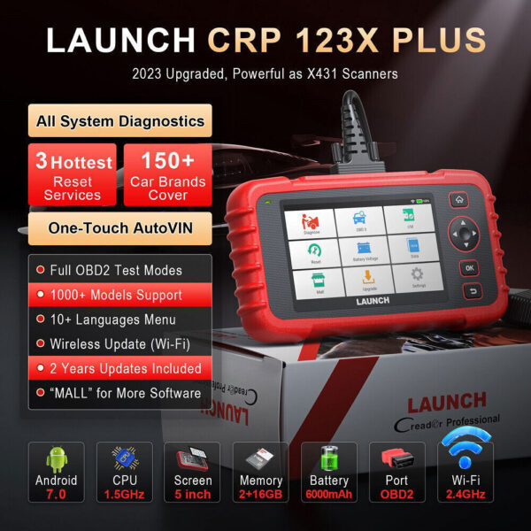 LAUNCH CRP123X PLUS Car OBD2 Scanner All System Engine ABS SRS Diagnostic Tool - Image 3