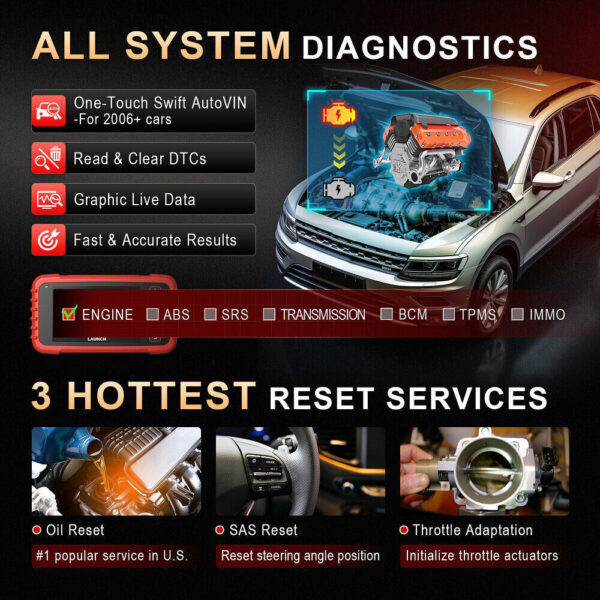 LAUNCH CRP123X PLUS Car OBD2 Scanner All System Engine ABS SRS Diagnostic Tool - Image 4