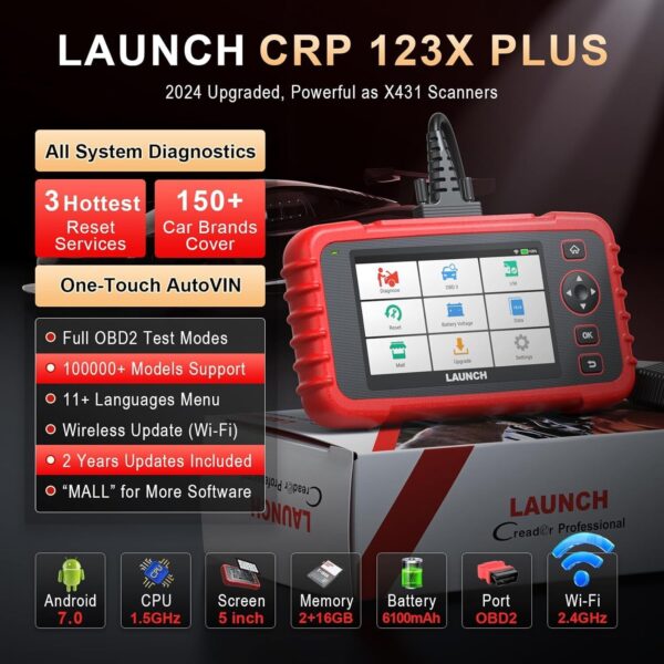 LAUNCH CRP123X PLUS Car OBD2 Scanner Code Reader Engine ABS SRS Diagnostic Tool - Image 2