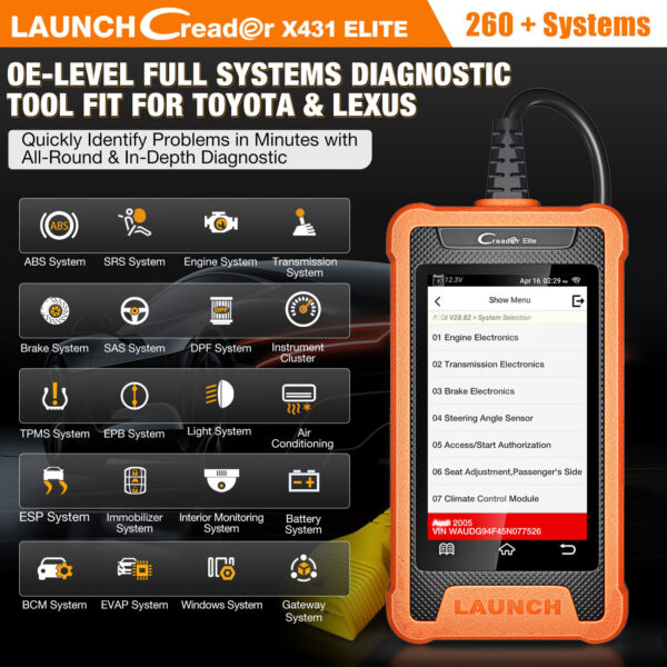 LAUNCH Elite for TOYOTA Full System Car Diagnostic Scanner Tool OBD2 Code Reader - Image 3