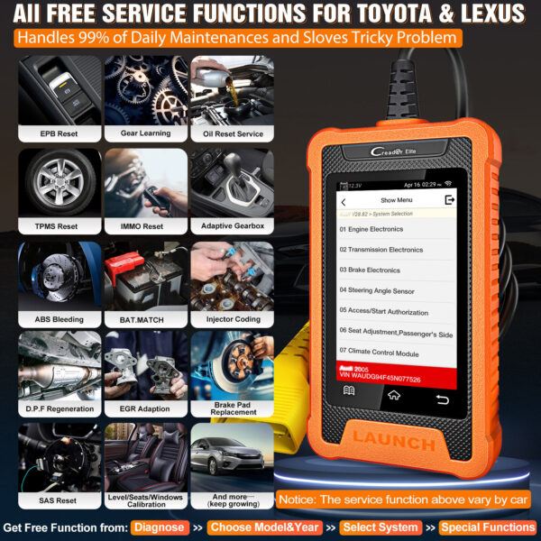 LAUNCH Elite for TOYOTA Full System Car Diagnostic Scanner Tool OBD2 Code Reader - Image 4