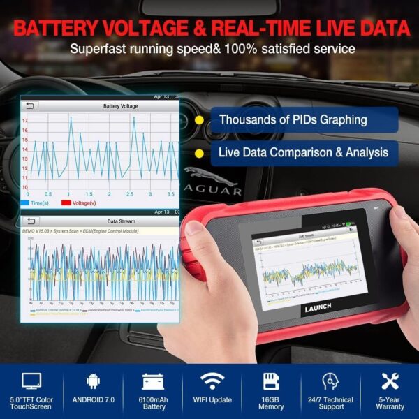 LAUNCH OBD2 Diagnostic Scanner Check Engine ABS SRS Transmission AT Code Reader - Image 6