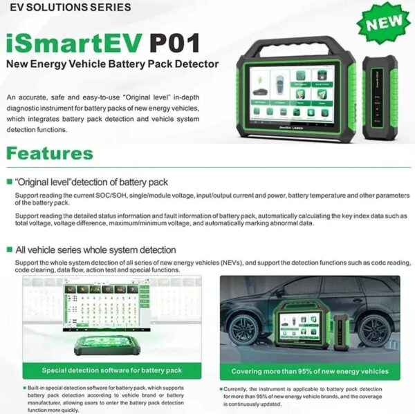 Launch SmartSafe iSmartEV P01 OBD2 Scanner For Electric Vehicles PHEV EV Cars - Image 5