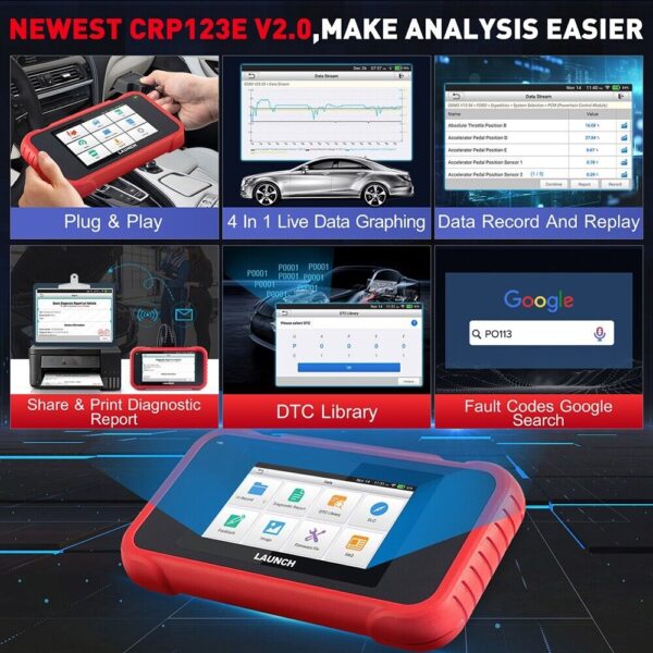 Launch X431 CRP123E 2.0 OBD2 Scanner ENG ABS SRS Code Reader Diagnostic Tool - Image 5