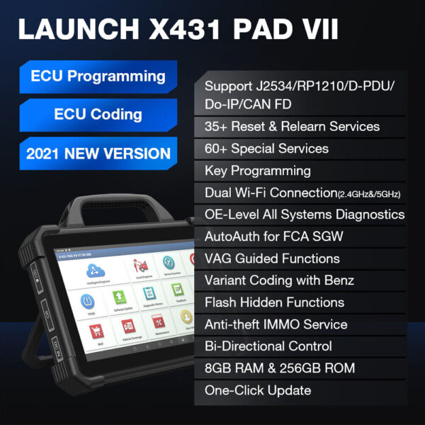 LAUNCH X431 PAD VII PRO X-Prog3 OBD2 Scanner J2534 Programming Key Coding TPMS - Image 2