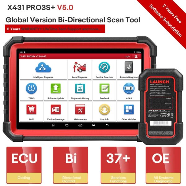 LAUNCH X431 PRO3S+ V5.0 Bidirectional EC-U Coding OBD2 Scanner Car Diagnostic - Image 2