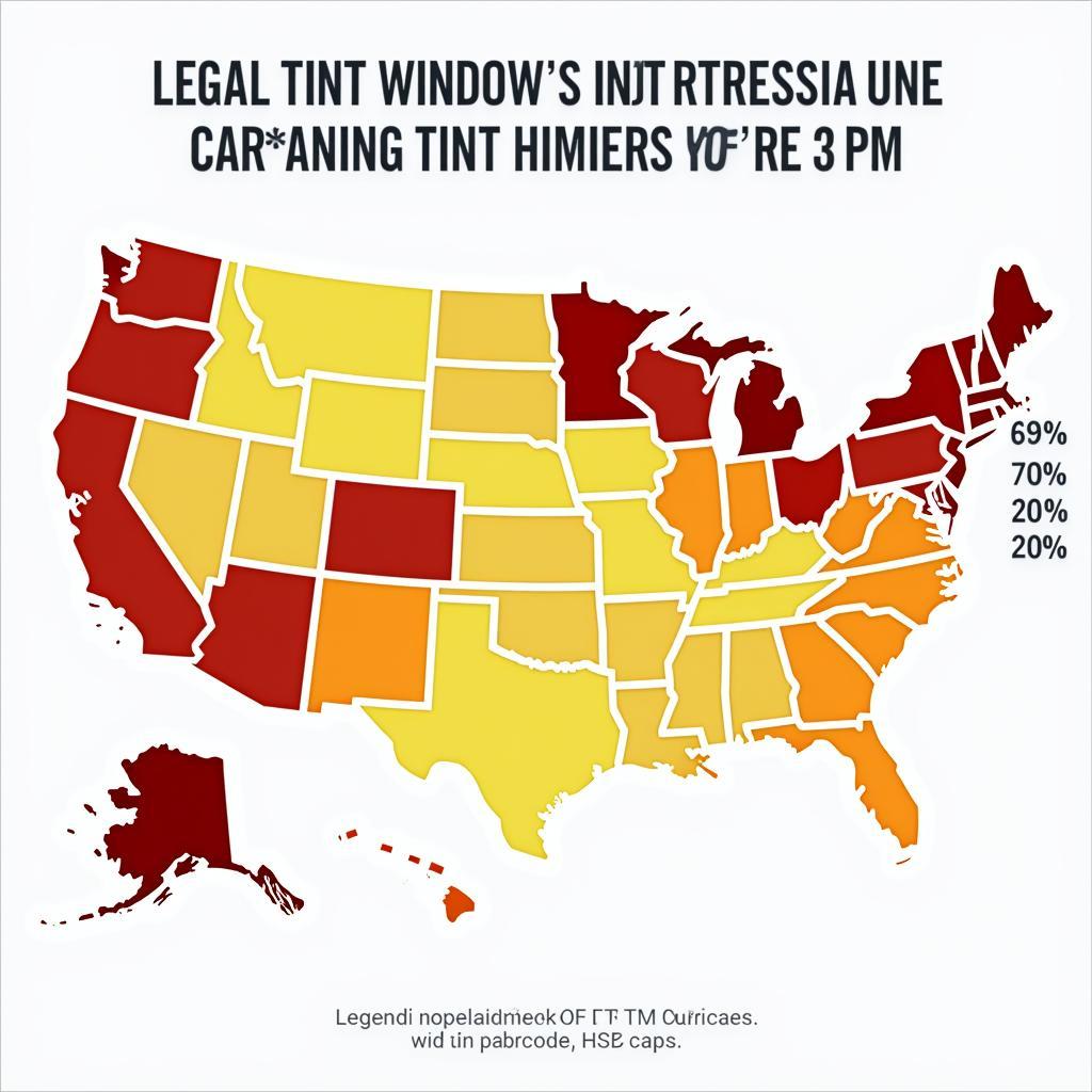 Legal Car Window Tint Limits by State Map