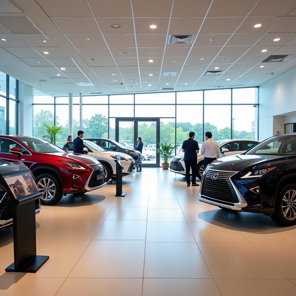 Modern Lexus Dealership Showroom with New Cars