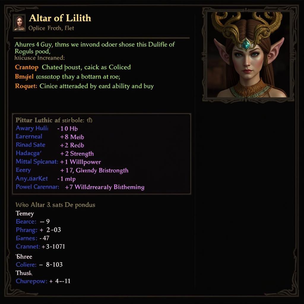 Lilith Altar Stat Boosts in Diablo 4