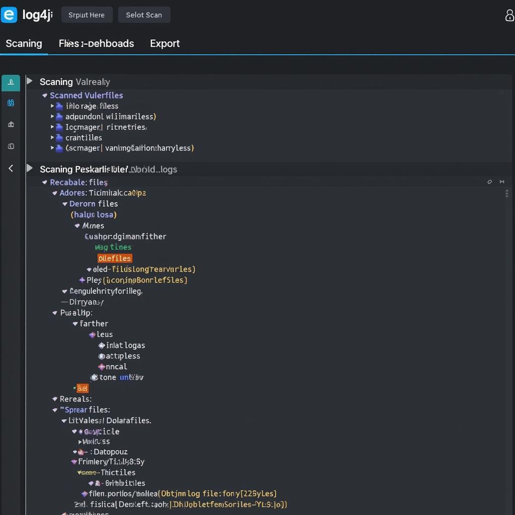 Log4j Scanning Tool Dashboard Displaying Vulnerability Scan Results