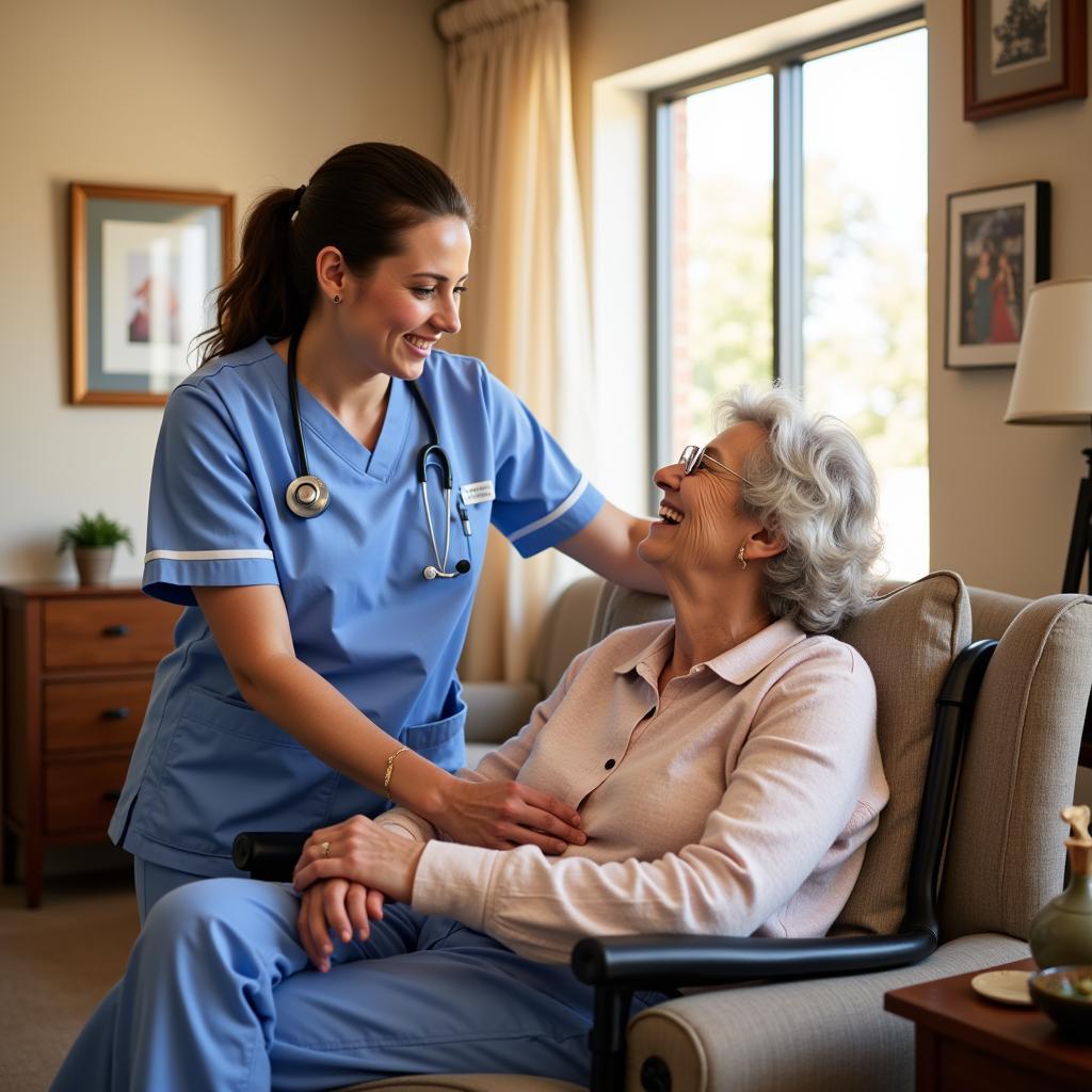 Long Term Care Center Resident and Nurse