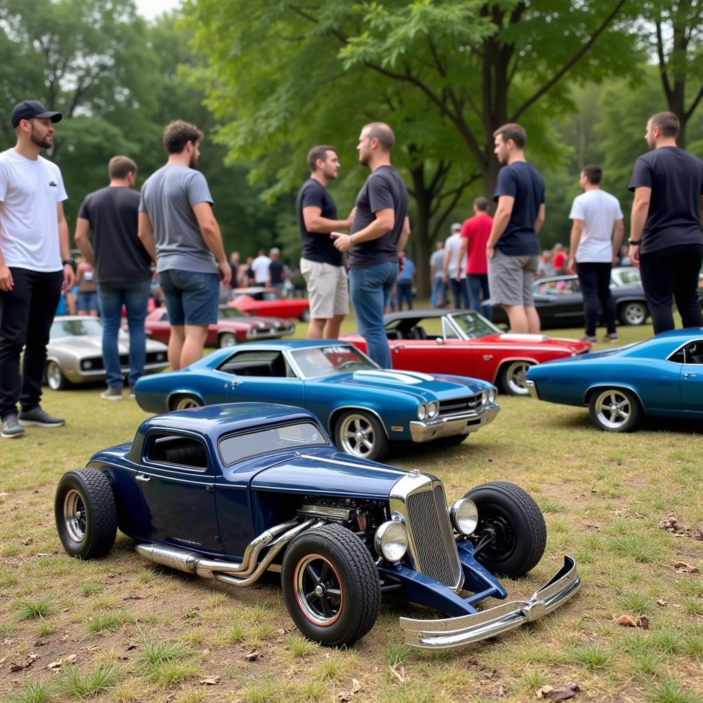 Lowrider RC Car Community Meetup with Enthusiasts Showing Off Their Custom Cars